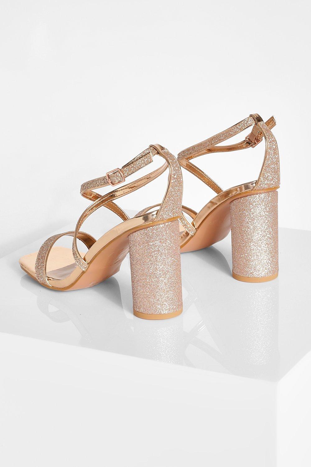 Wide Width Glitter Strap Two Part Heel
